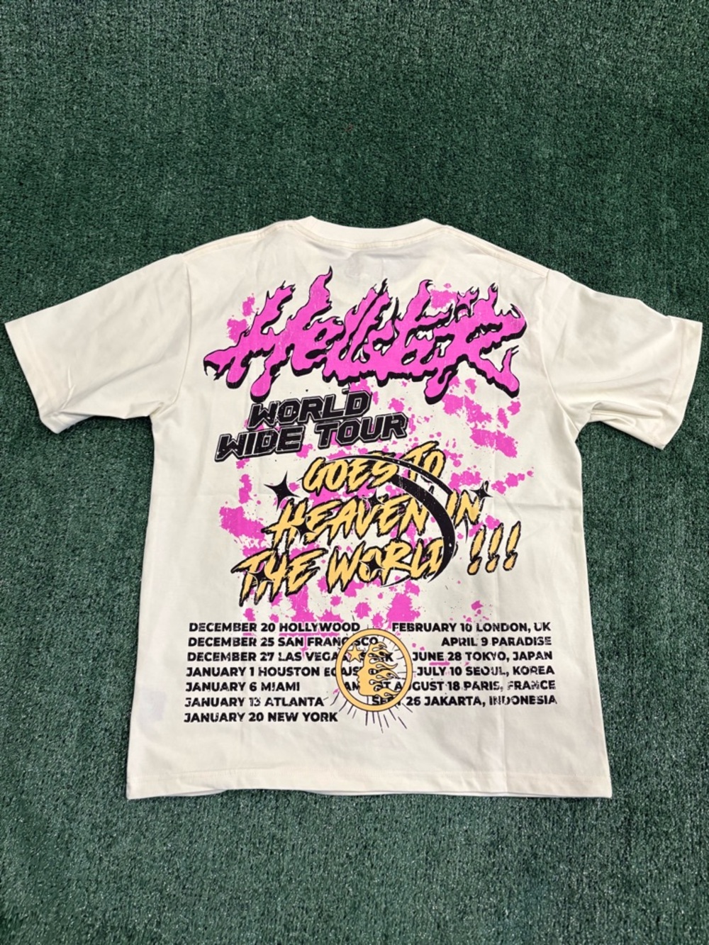 Hellstar Cream Short Sleeve Graphic Tee with Pink Accents - Picture 2 of 3